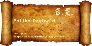 Balika Reginald névjegykártya